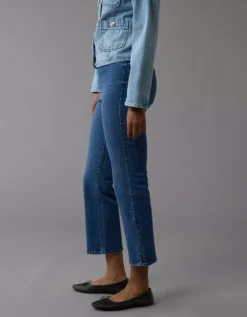 AE Luxe Pull-On High-Waisted Kick Bootcut Crop Jean Indigo Waters -American Eagle Fashion 1437 5626 445 os
