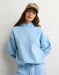 AE Everyday Luxe Hoodie Gravity Blue -American Eagle Fashion 1453 2827 407 os