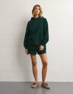 AE Everyday Luxe Hoodie Deep Forest -American Eagle Fashion 1453 2829 355 os