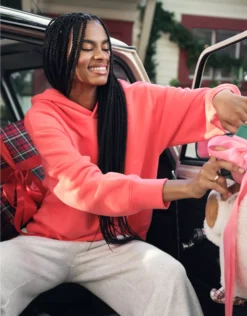 AE Everyday Luxe Hoodie Bright Pink