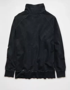 AE Big Hug Henley Sweatshirt True Black -American Eagle Fashion 1455 2633 073 b