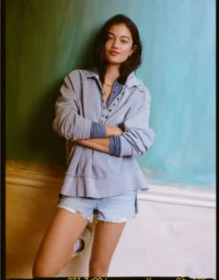 AE Big Hug Henley Sweatshirt Powder Blue