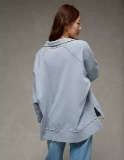 AE Big Hug Henley Sweatshirt Powder Blue -American Eagle Fashion 1455 2633 465 ob