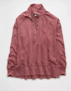 AE Big Hug Henley Sweatshirt Earthen -American Eagle Fashion 1455 2633 694 f