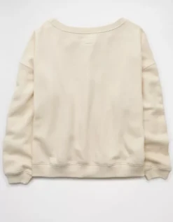AE Off The Shoulder Destination Graphic Sweatshirt Cream -American Eagle Fashion 1455 2699 106 b