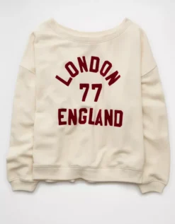 AE Off The Shoulder Destination Graphic Sweatshirt Cream -American Eagle Fashion 1455 2699 106 f