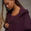 AE Everyday Luxe Oversized Zip-Up Hoodie Jet Indigo