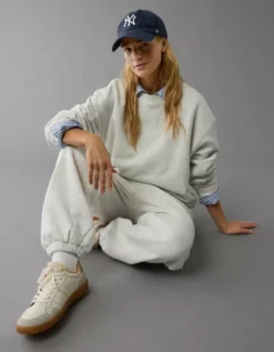 AE Everyday Luxe Crew Neck Sweatshirt Heather Gray -American Eagle Fashion 1457 2522 006 d2