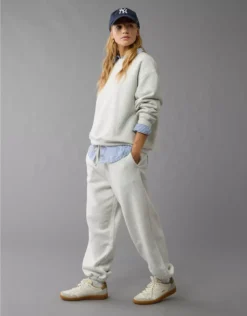 AE Everyday Luxe Crew Neck Sweatshirt Heather Gray