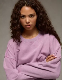 AE Everyday Luxe Cropped Cut-Off Sweatshirt Purple -American Eagle Fashion 1457 2681 500 d2