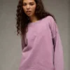 AE Everyday Luxe Cropped Cut-Off Sweatshirt Purple