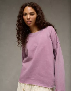 AE Everyday Luxe Cropped Cut-Off Sweatshirt Purple