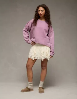 AE Everyday Luxe Cropped Cut-Off Sweatshirt Purple -American Eagle Fashion 1457 2681 500 os