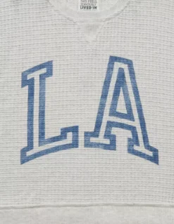 AE Big Hug Crew Neck Waffle Sweatshirt Light Heather Gray -American Eagle Fashion 1457 2797 092 d1