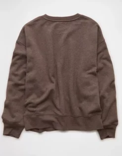 AE Everyday Luxe Crew Neck Sweatshirt Chocolate -American Eagle Fashion 1457 2817 285 b