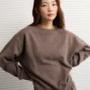 AE Everyday Luxe Crew Neck Sweatshirt Chocolate