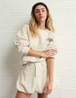 AE Relaxed Fit Destination Graphic Sweatshirt Cream