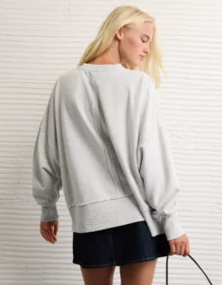 AE Big Hug Graphic Sweatshirt Heather Gray -American Eagle Fashion 1457 2913 006 ob