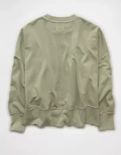 AE Big Hug Graphic Sweatshirt Faded Olive -American Eagle Fashion 1457 2914 341 b