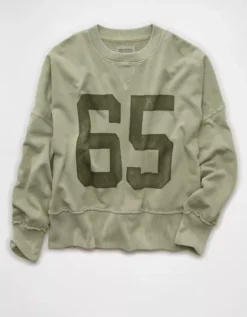 AE Big Hug Graphic Sweatshirt Faded Olive -American Eagle Fashion 1457 2914 341 f