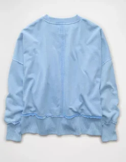 AE Big Hug Graphic Sweatshirt Gravity Blue -American Eagle Fashion 1457 2914 407 b