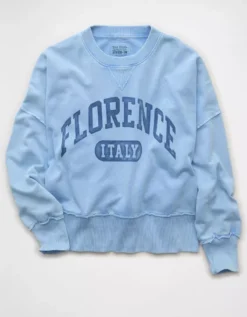 AE Big Hug Graphic Sweatshirt Gravity Blue -American Eagle Fashion 1457 2914 407 f