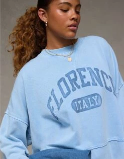 AE Big Hug Graphic Sweatshirt Gravity Blue