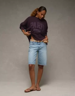 AE Big Hug Graphic Sweatshirt Jet Indigo -American Eagle Fashion 1457 2914 502 os