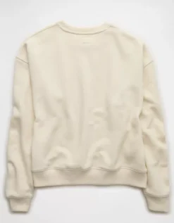 AE Relaxed Crew Neck Sweatshirt Cream -American Eagle Fashion 1457 2968 106 b
