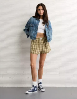 AE Plaid Boxer Sleep Short Green