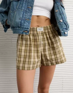 AE Plaid Boxer Sleep Short Green -American Eagle Fashion 1471 1232 300 os