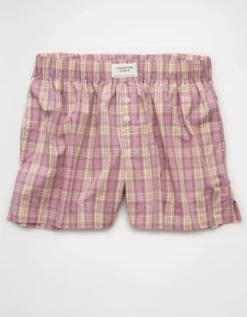 AE Plaid Boxer Sleep Short Pink -American Eagle Fashion 1471 1232 615 f