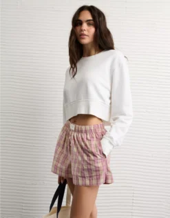 AE Plaid Boxer Sleep Short Pink