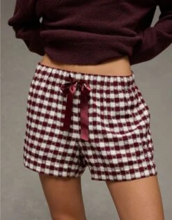 AE Flannel Boxer Sleep Shorts Antique Rose