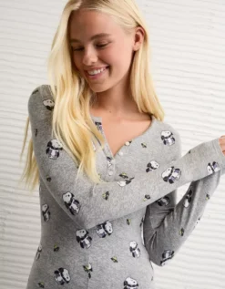 AE Vampire Snoopy Plush PJ Romper Grey -American Eagle Fashion 1472 1241 050 os