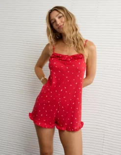 AE Luxe Plush Romper Ruby Kiss -American Eagle Fashion 1472 1317 688 os