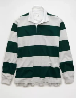AE Long Sleeve Boxy Rugby Polo Shirt Green -American Eagle Fashion 1511 4592 300 f
