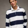 AE Long Sleeve Boxy Rugby Polo Shirt Dark Blue