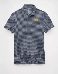 AE 24/7 Michigan Wolverines Graphic Club Polo Shirt Ice Blue -American Eagle Fashion 1511 4724 404 f