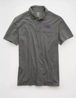 AE 24/7 LSU Tigers Graphic Club Polo Shirt Gray -American Eagle Fashion 1511 4725 020 f
