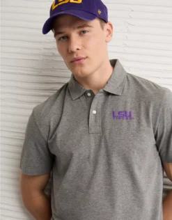 AE 24/7 LSU Tigers Graphic Club Polo Shirt Gray