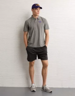 AE 24/7 LSU Tigers Graphic Club Polo Shirt Gray -American Eagle Fashion 1511 4725 020 os