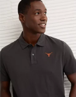 AE 24/7 Texas Longhorns Graphic Club Polo Shirt Heather Gray