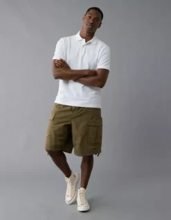 AE Lived-In Stretch Pique Polo Shirt White -American Eagle Fashion 1511 4816 100 os