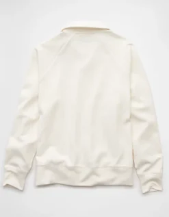AE 24/7 Long-Sleeve Rugby Polo Sweatshirt Raw White -American Eagle Fashion 1516 2634 115 b