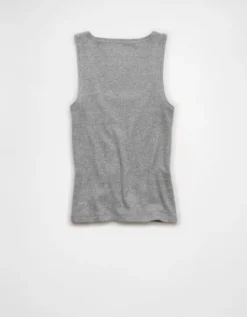 AE Square Neck Plush Tank Top Medium Heather Gray -American Eagle Fashion 1531 6255 012 b