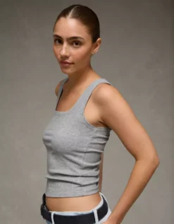 AE Square Neck Plush Tank Top Medium Heather Gray -American Eagle Fashion 1531 6255 012 d2