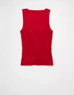 AE Square Neck Plush Tank Top Ruby Kiss -American Eagle Fashion 1531 6373 688 b