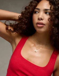 AE Square Neck Plush Tank Top Ruby Kiss -American Eagle Fashion 1531 6373 688 d2