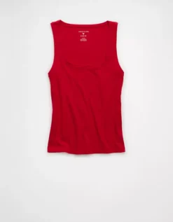 AE Square Neck Plush Tank Top Ruby Kiss -American Eagle Fashion 1531 6373 688 f